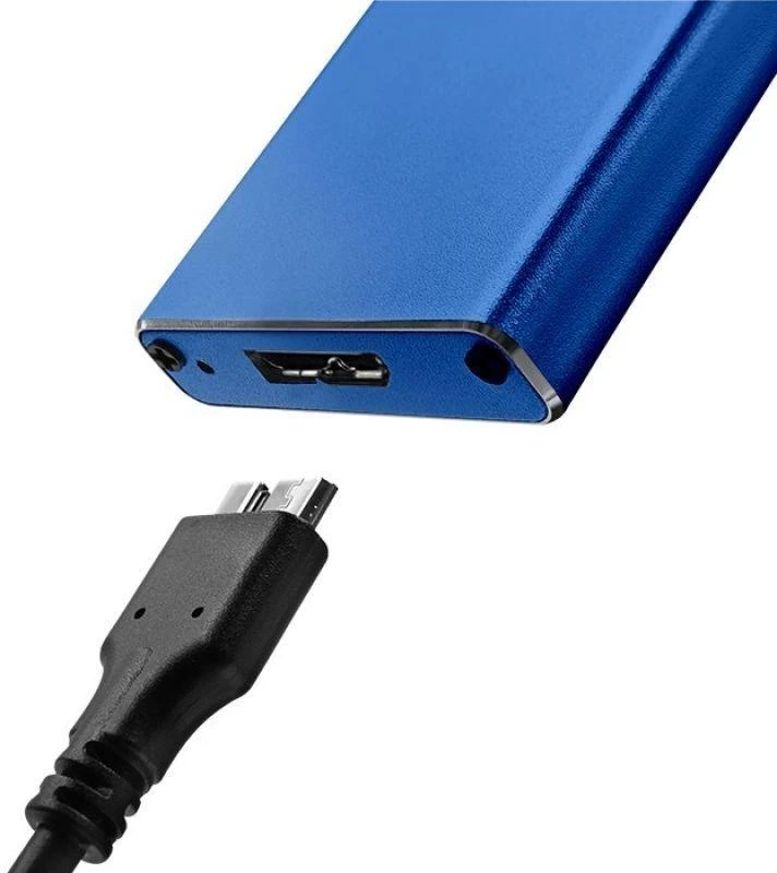 Qoltec 51832 Korpusas | M.2 SSD diskas | SATA | NGFF| USB 3.0 | Super greitis 5Gb/s | 2TB | Mėlyna