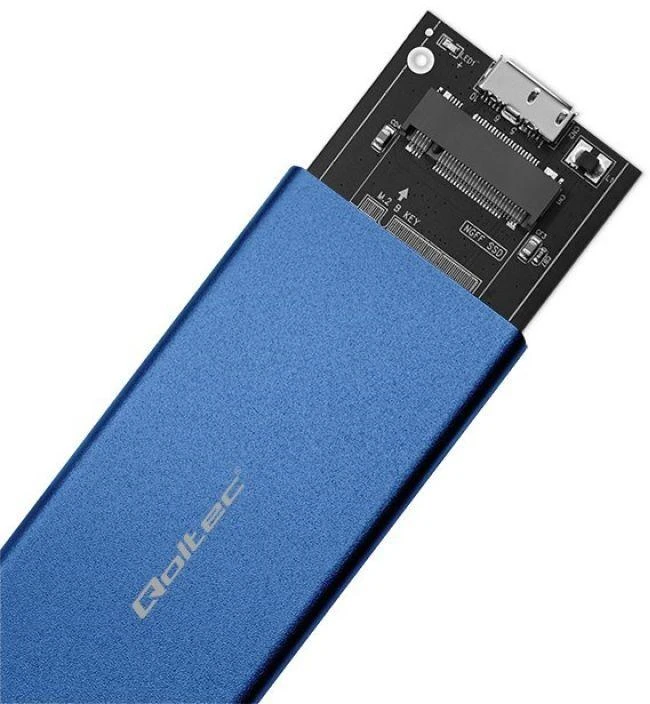 Qoltec 51832 Korpusas | M.2 SSD diskas | SATA | NGFF| USB 3.0 | Super greitis 5Gb/s | 2TB | Mėlyna