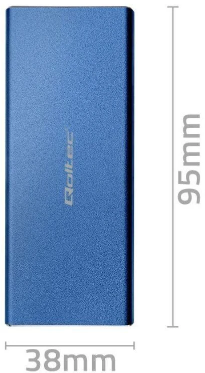 Qoltec 51832 Korpusas | M.2 SSD diskas | SATA | NGFF| USB 3.0 | Super greitis 5Gb/s | 2TB | Mėlyna