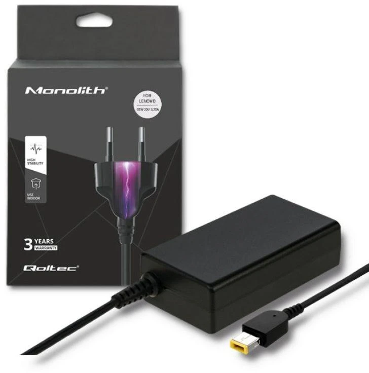 QOLTEC 51556 Nešiojamas kompiuteris AC power adapter for Lenovo 65W 20V 3.25A Square tip