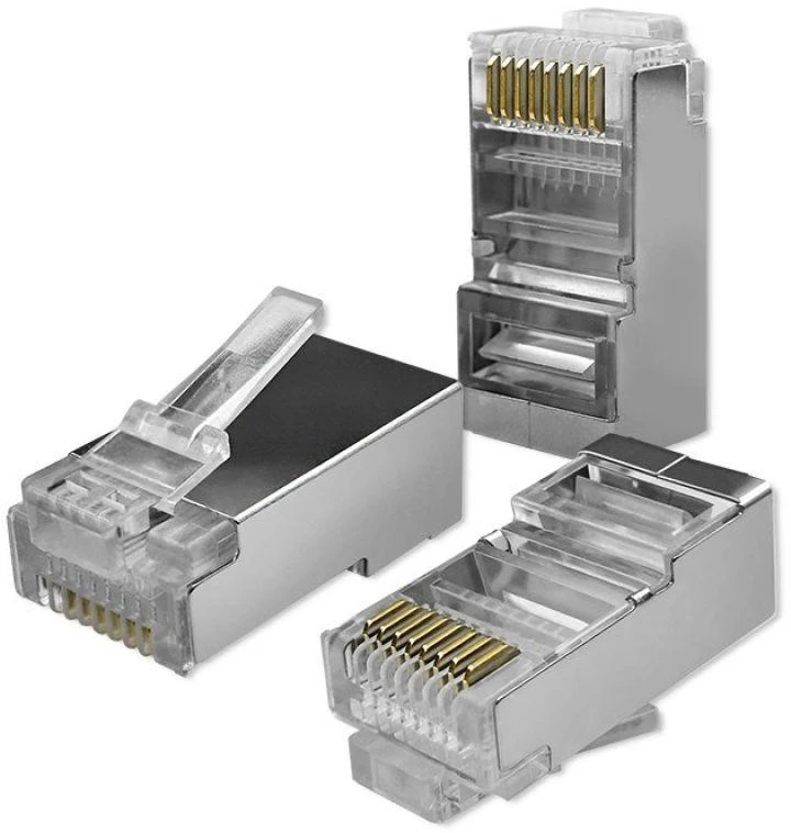Kištukas jungtis modulinė rj45 cat6 ftp paauksuota kontaktai 100 vienetų Qoltec