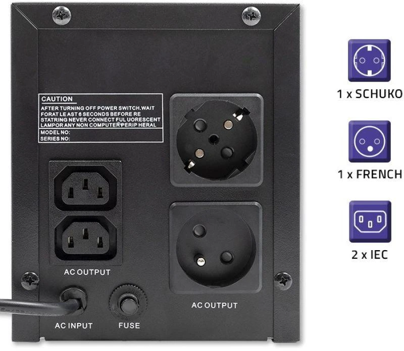 QOLTEC 53775 nepertraukiamo maitinimo linijos interaktyvus monolitas 1200VA 720W