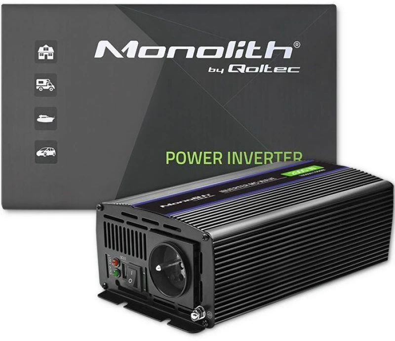 QOLTEC 51926 Monolitinis įtampos keitiklis 2000 MS Wave / 12V iki 230V / 1000/2000W / USB