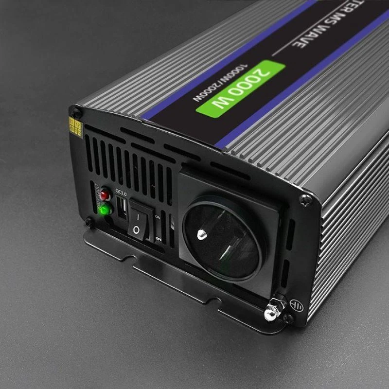 QOLTEC 51926 Monolitinis įtampos keitiklis 2000 MS Wave / 12V iki 230V / 1000/2000W / USB