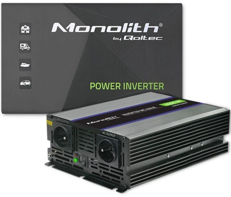 QOLTEC 51929 Monolitinis įtampos keitiklis 6000 MS Wave / 12V iki 230V / 3000/6000W / USB