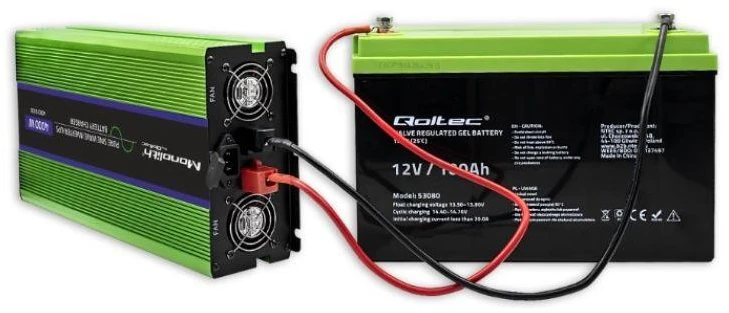 QOLTEC 51943 grynos sinusinės bangos keitiklis, monolitas / akumuliatoriaus įkroviklis / UPS / 4000 W / 2000 W / 12 V iki 230 V / LCD