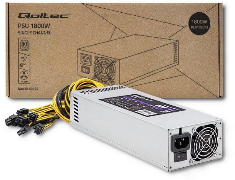 QOLTEC 50349 PCI-E 1800 W maitinimo šaltinis 80 Plus Platinum Game Miner