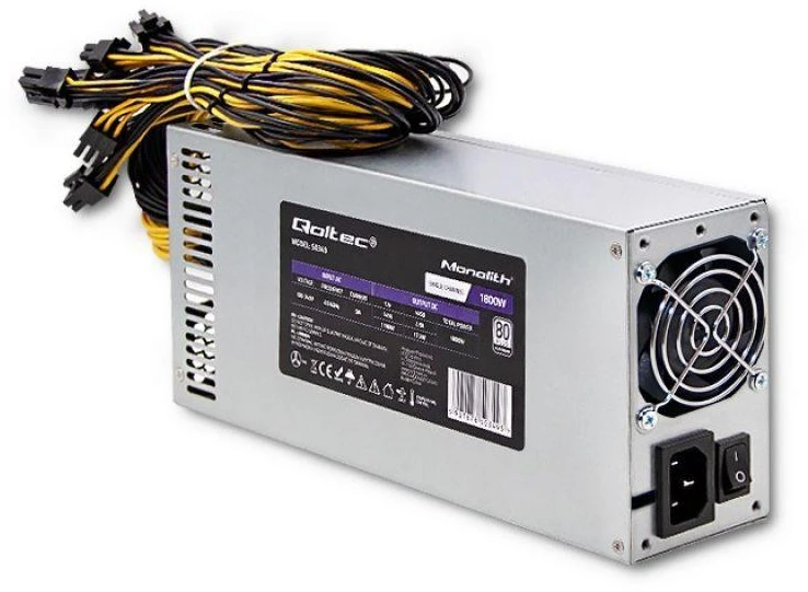 QOLTEC 50349 PCI-E 1800 W maitinimo šaltinis 80 Plus Platinum Game Miner