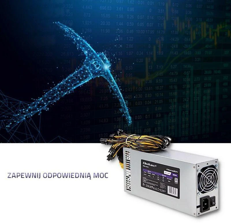 QOLTEC 50349 PCI-E 1800 W maitinimo šaltinis 80 Plus Platinum Game Miner