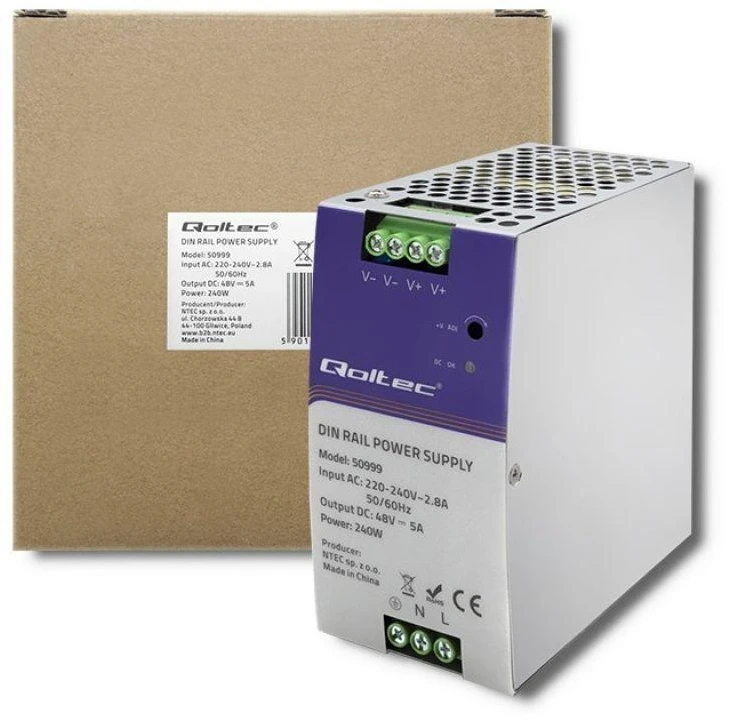 QOLTEC 50999 DIN bėgio maitinimo šaltinis 240W 48V 5A