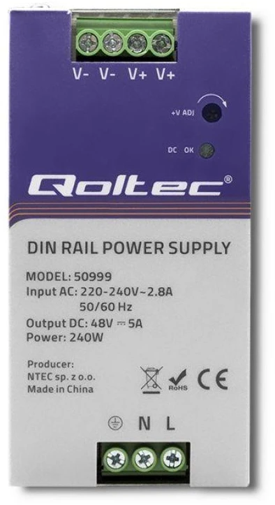 QOLTEC 50999 DIN bėgio maitinimo šaltinis 240W 48V 5A