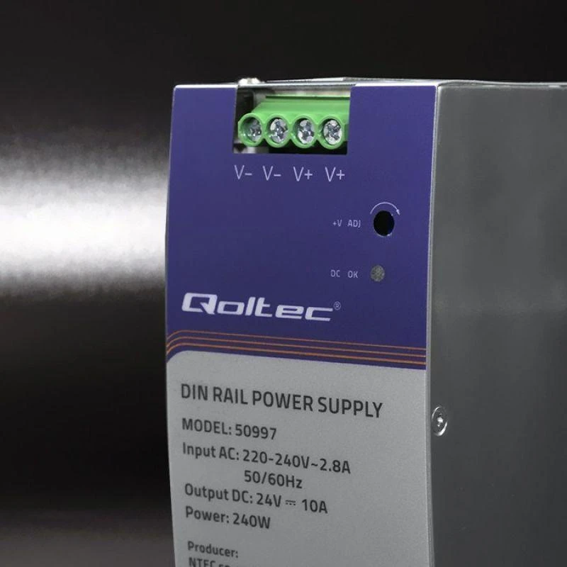 QOLTEC 50997 DIN bėgio maitinimo šaltinis 240W 24V 10A