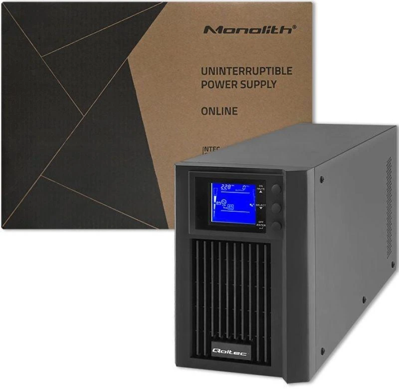 QOLTEC 53981 UPS / On line / Pure Sine Wave / 2kVA / 1,6kW / LCD / USB