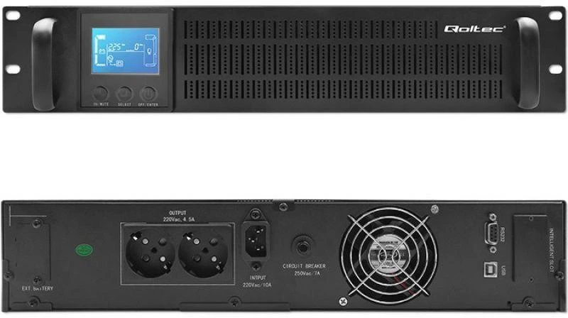 QOLTEC 53945 Nepertraukiamo maitinimo šaltinis UPS RACK 1KVA 800W LCD