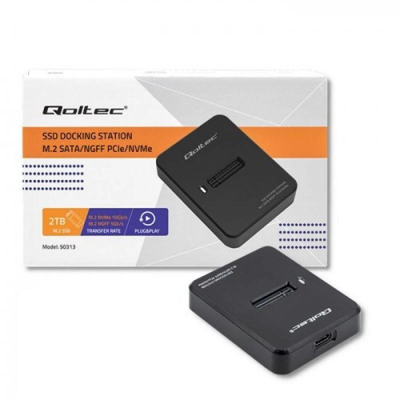 QOLTEC 50313 prijungimo stotelė SSD M.2 SATA PCIe NGFF NVMe USB 3.1