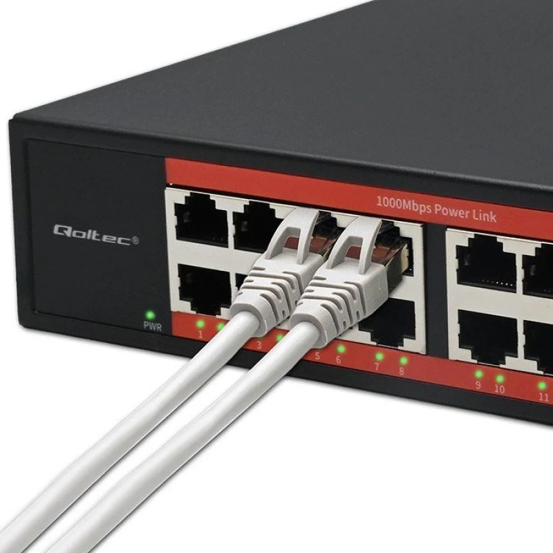 Šakotuvas „Qoltec“ tinklo komutatorius SWITCH gigabito eternetas | 16x RJ45 | 2x SFP | 1000 Mb/s