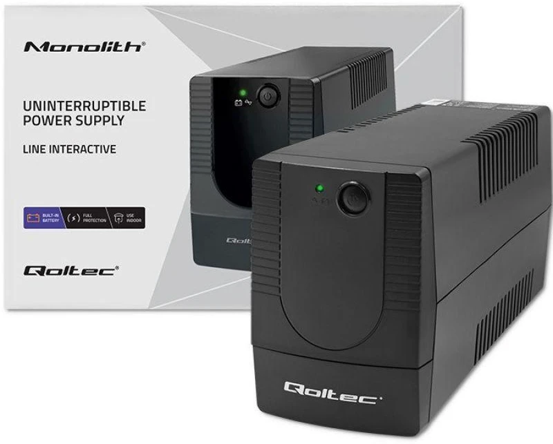 QOLTEC 53774 nepertraukiamo maitinimo linijos interaktyvus monolitas 1000VA 600W
