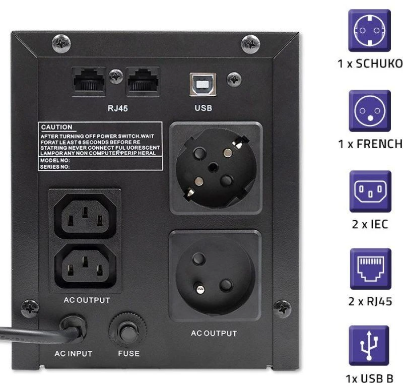 QOLTEC 53777 nepertraukiamo maitinimo linijos interaktyvus monolitas 2000VA 1200W
