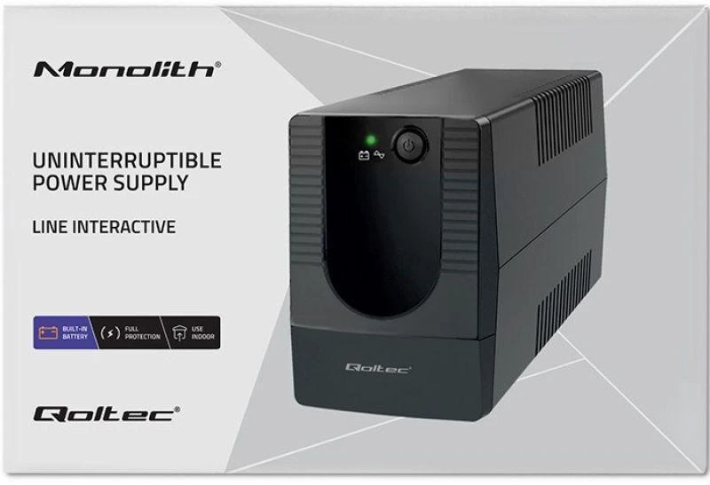QOLTEC 53773 nepertraukiamo maitinimo linijos interaktyvus monolitas 850VA 480W