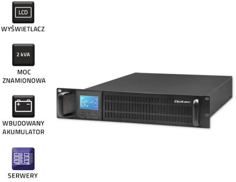 QOLTEC 53946 Nepertraukiamo maitinimo šaltinis UPS RACK 2KVA 1600 W LCD