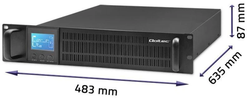 QOLTEC 53946 Nepertraukiamo maitinimo šaltinis UPS RACK 2KVA 1600 W LCD
