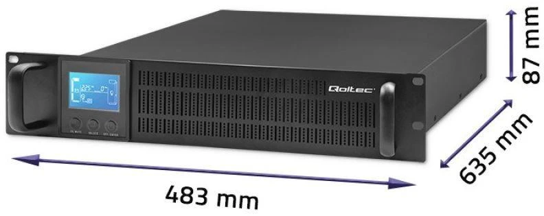 QOLTEC 53947 Nepertraukiamo maitinimo šaltinis UPS RACK 3KVA 2400 W LCD
