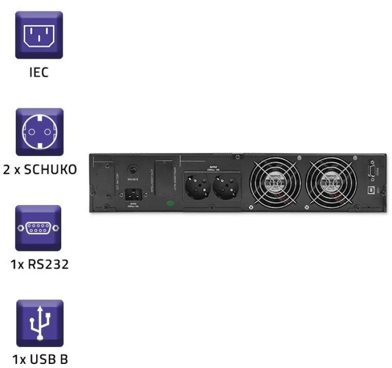 QOLTEC 53947 Nepertraukiamo maitinimo šaltinis UPS RACK 3KVA 2400 W LCD