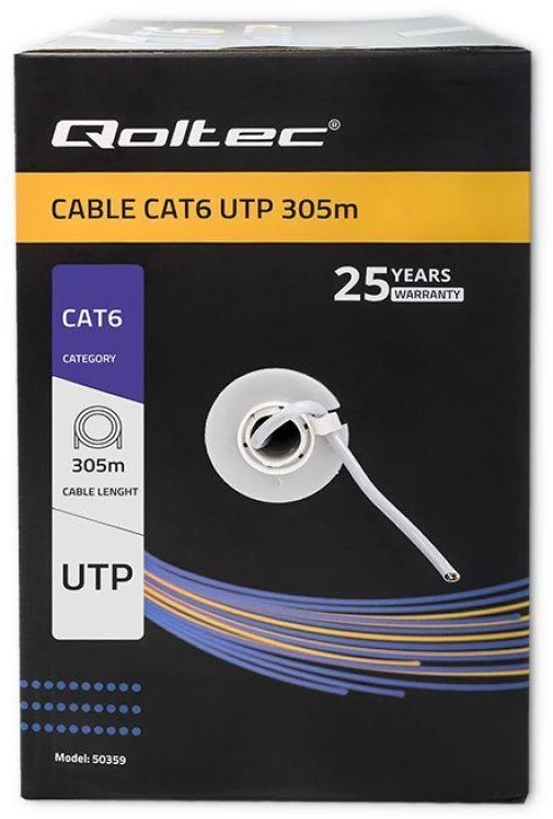 QOLTEC 50359 UTP network cable CAT6 305m PVC pilkas