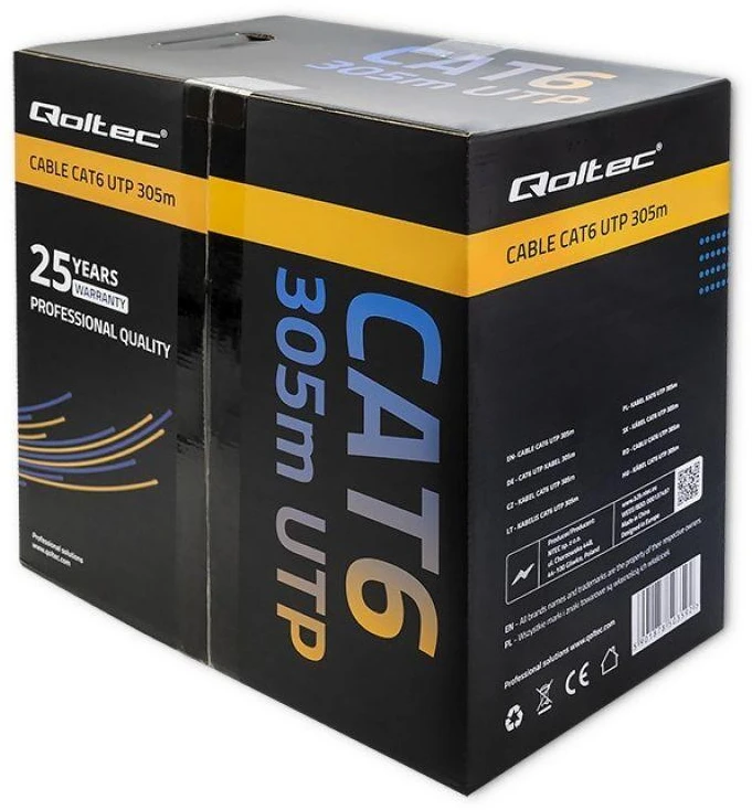 QOLTEC 50359 UTP network cable CAT6 305m PVC pilkas