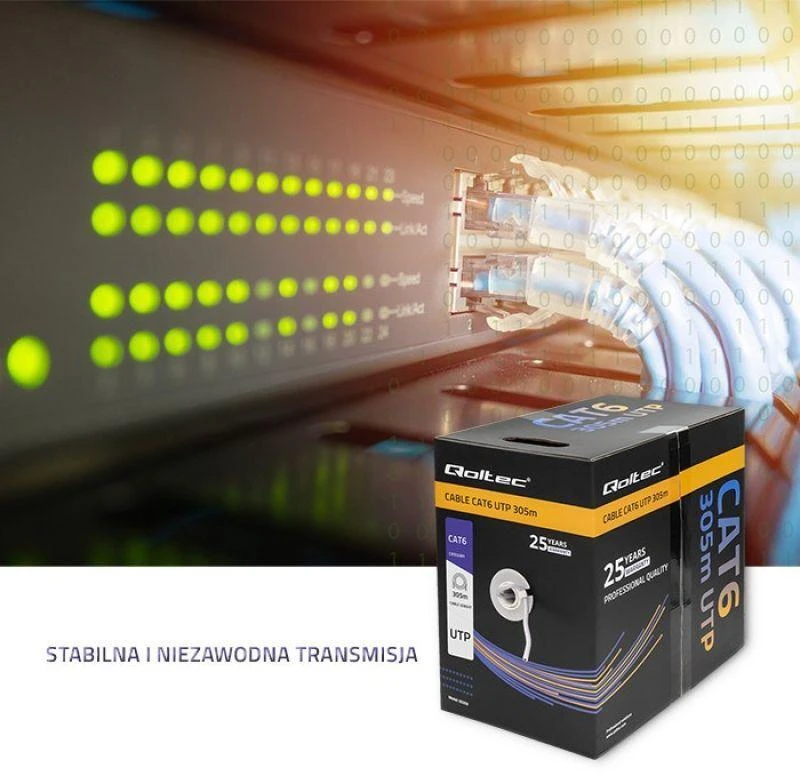 QOLTEC 50359 UTP network cable CAT6 305m PVC pilkas