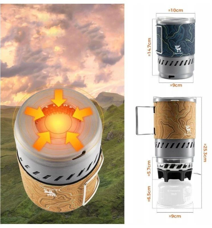 Qunature dujinė viryklė su juodu 600 ml puodeliu