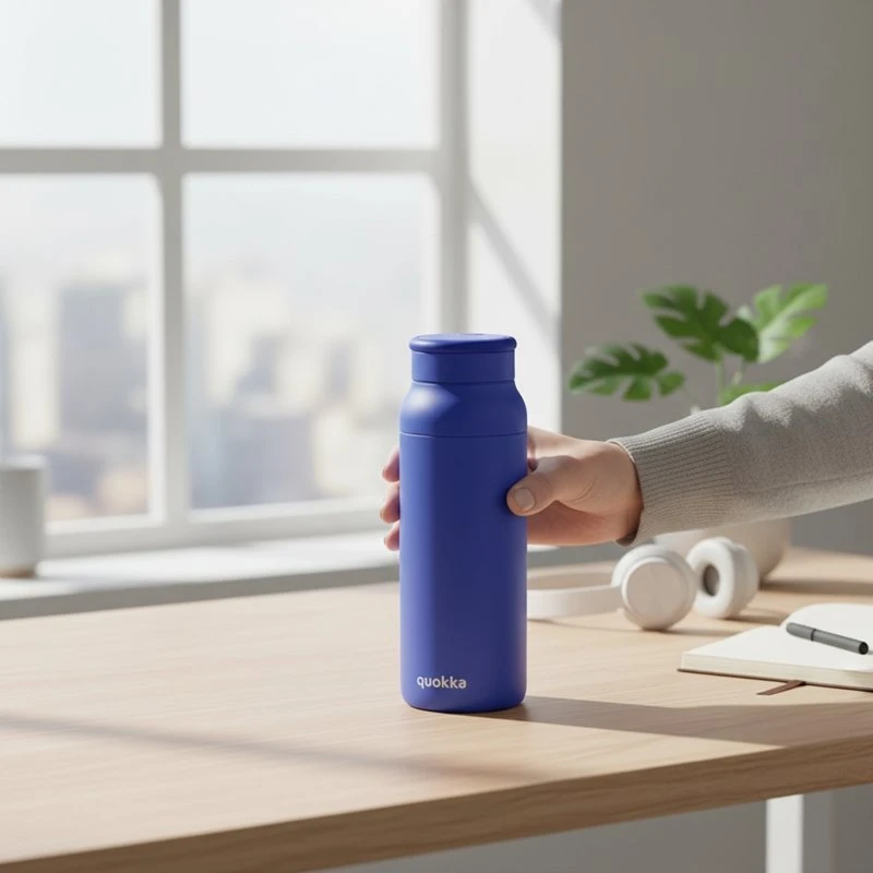 Gertuvė „Quokka Echo“ – 690 ml nerūdijančio plieno butelis su silikonine rankena (sutemus Mėlyna)