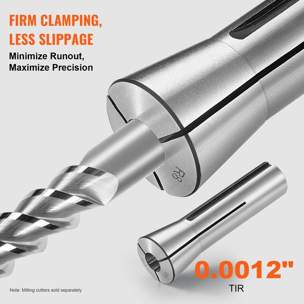 VEVOR 13 dalių R8 frezos rinkinys 3-22 mm