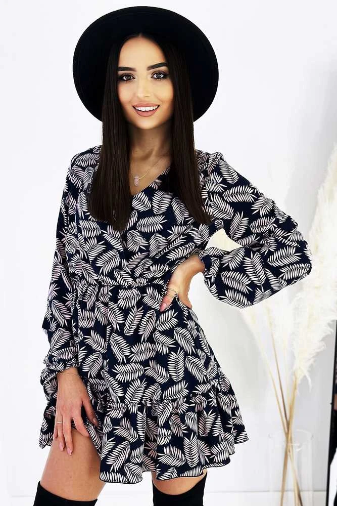 Rachell Leaf Print mini suknelė