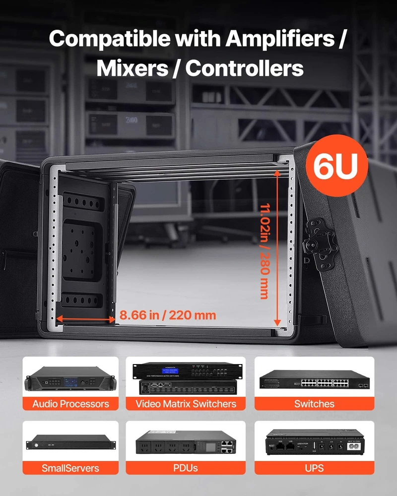 VEVOR 6U stalčiaus dėžė su mikrofono skyriais