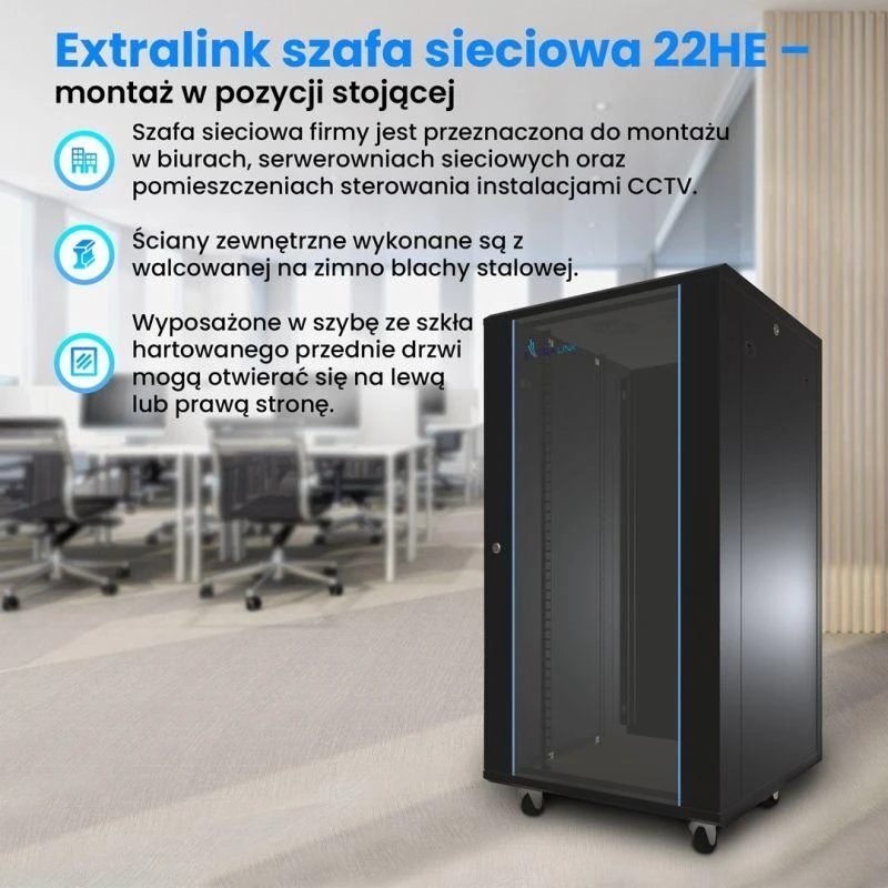 EXTRALINK 22U 600X600 stovima spintelė juodas
