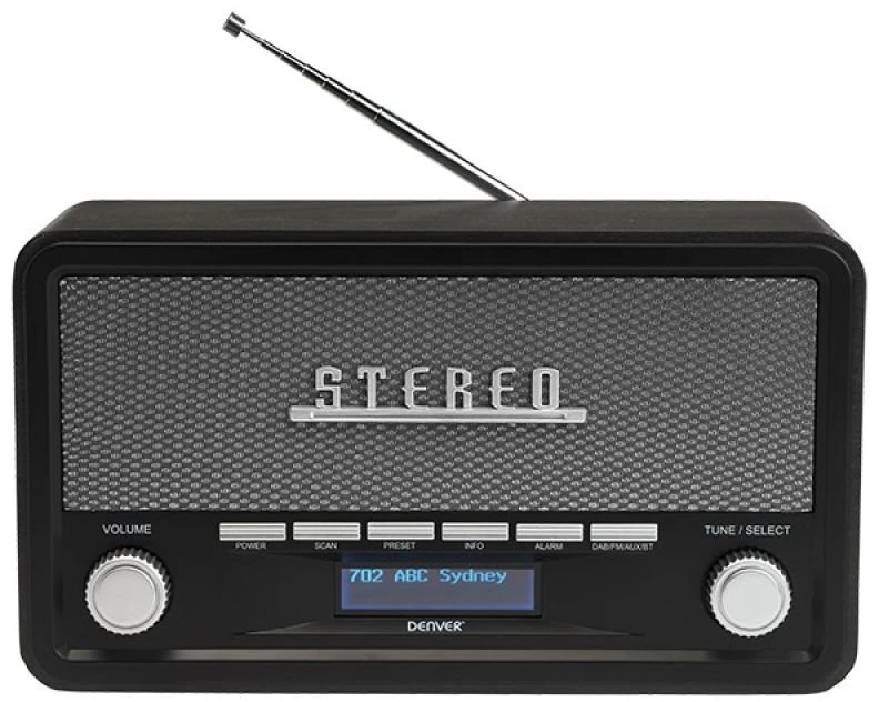 Radijas DAB+/FM su Bluetooth Denver DAB-18 Retro, pilkas