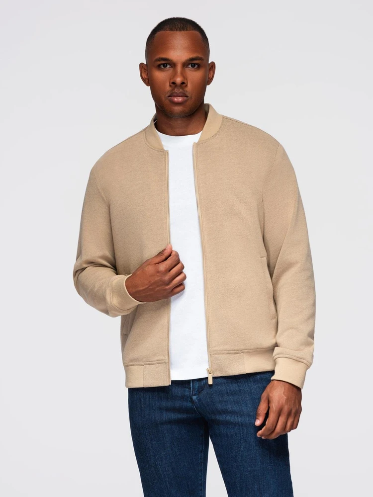Raglan tipo bomber švarkas smėlio spalvos su pašiltinimu V2