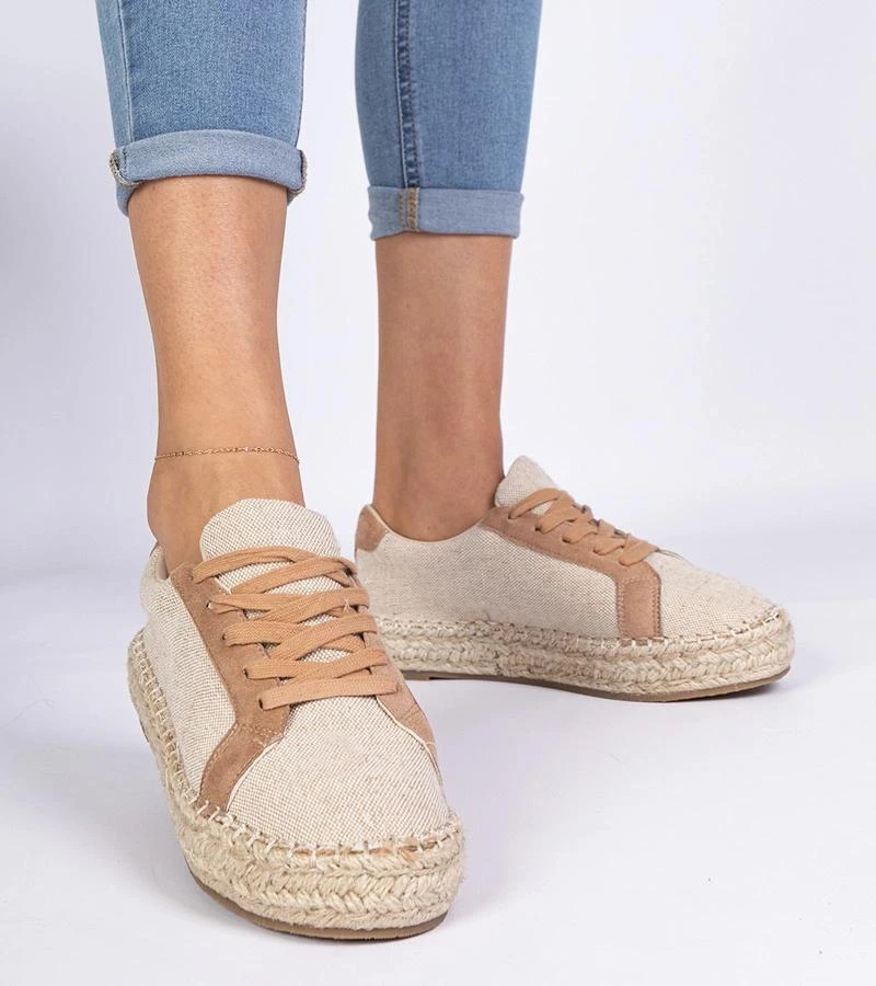 Raištinės moteriškos smėlio espadrilės Malsi