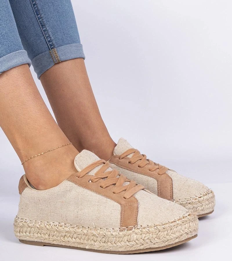Raištinės moteriškos smėlio espadrilės Malsi