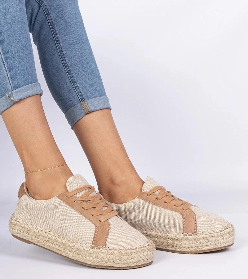 Raištinės moteriškos smėlio espadrilės Malsi