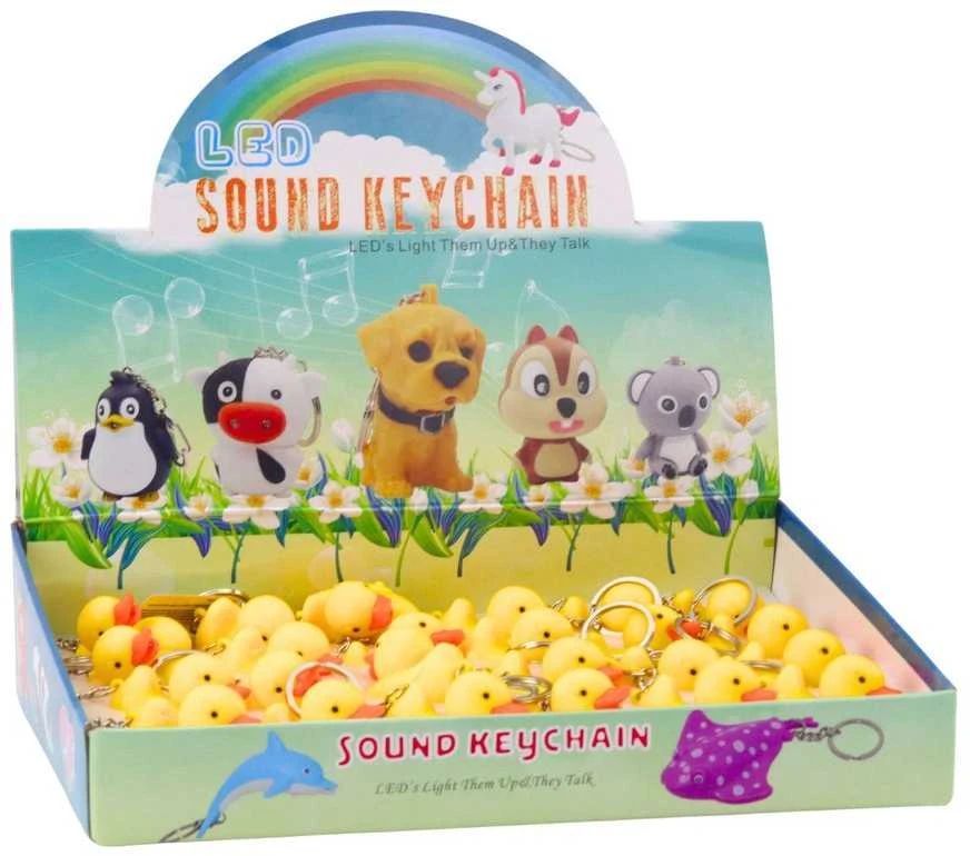 Lean Toys Raktų pakabukas anties formos su LED šviesa ir garsu, 4.5x3.5 cm