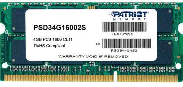 Nešiojamo kompiuterio atmintis RAM Modulis - Patriot 4GB Pc3-12800, auksinis