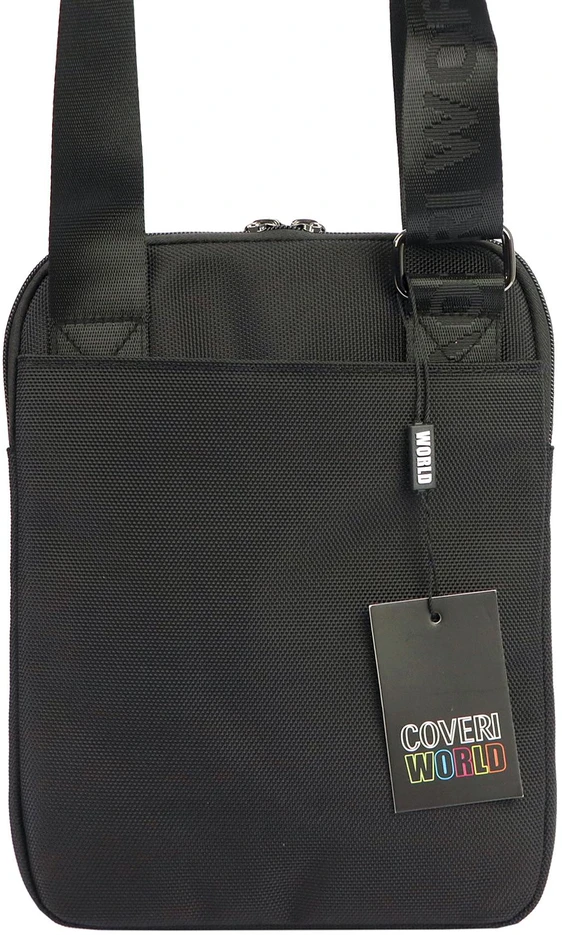 Vyriška juoda crossbody piniginė Coveri World CW2263 su reguliuojamu dirželiu