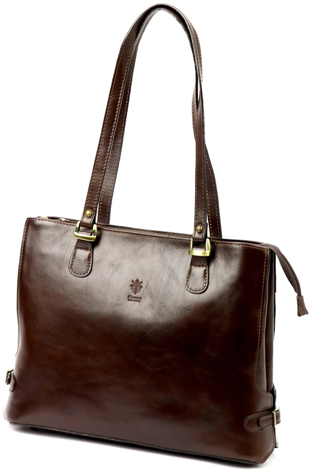 Kelioninis Skórzana elegancka shopperbag pojemna na ramię su kieszeniami Florence