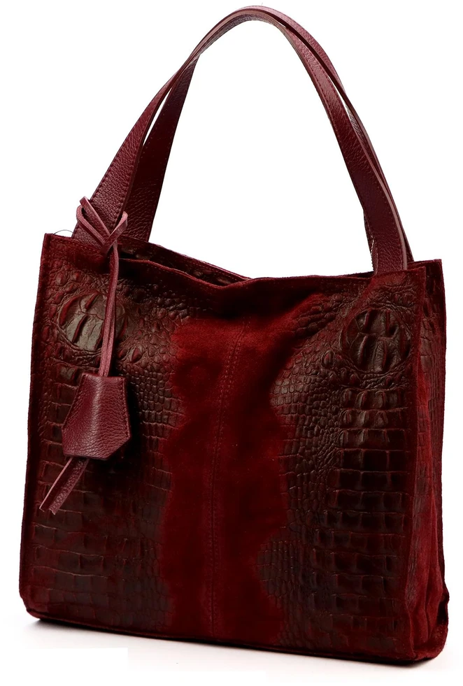 Vera Pelle shopperbag skórzana wzór skóra krokodyla torebka na ramię