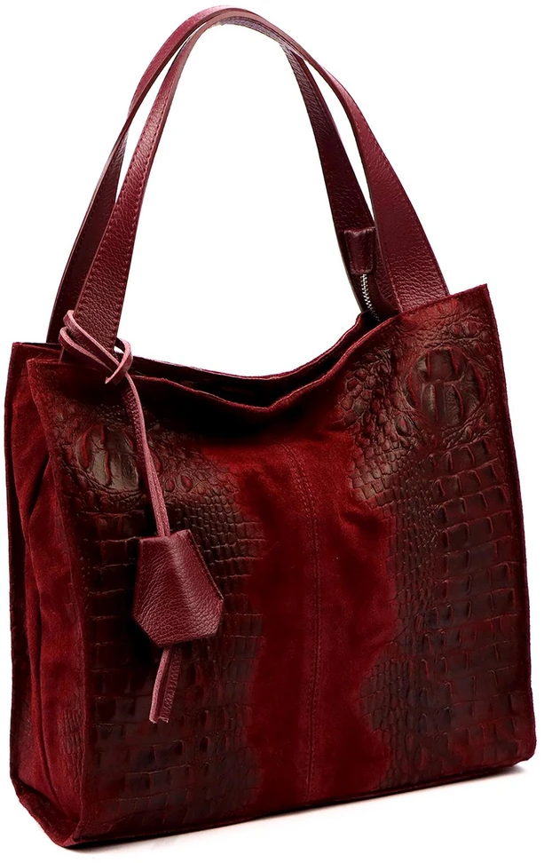 Vera Pelle shopperbag skórzana wzór skóra krokodyla torebka na ramię