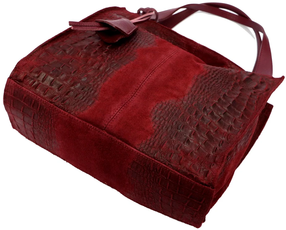 Vera Pelle shopperbag skórzana wzór skóra krokodyla torebka na ramię
