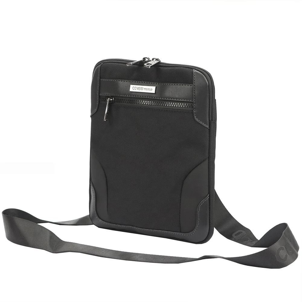 Vyriška juoda crossbody piniginė Coveri World CW2261 su reguliuojamu dirželiu
