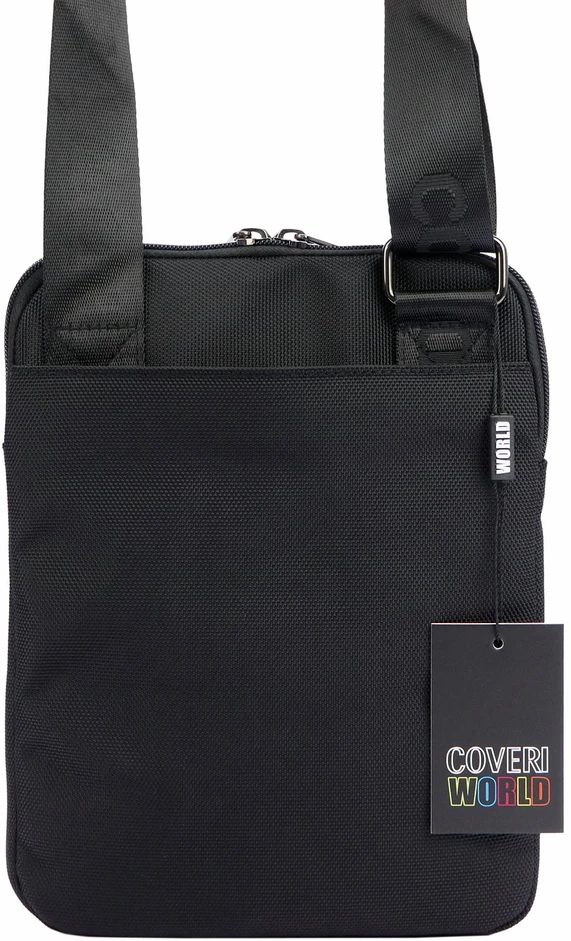 Vyriška juoda crossbody piniginė Coveri World CW2261 su reguliuojamu dirželiu